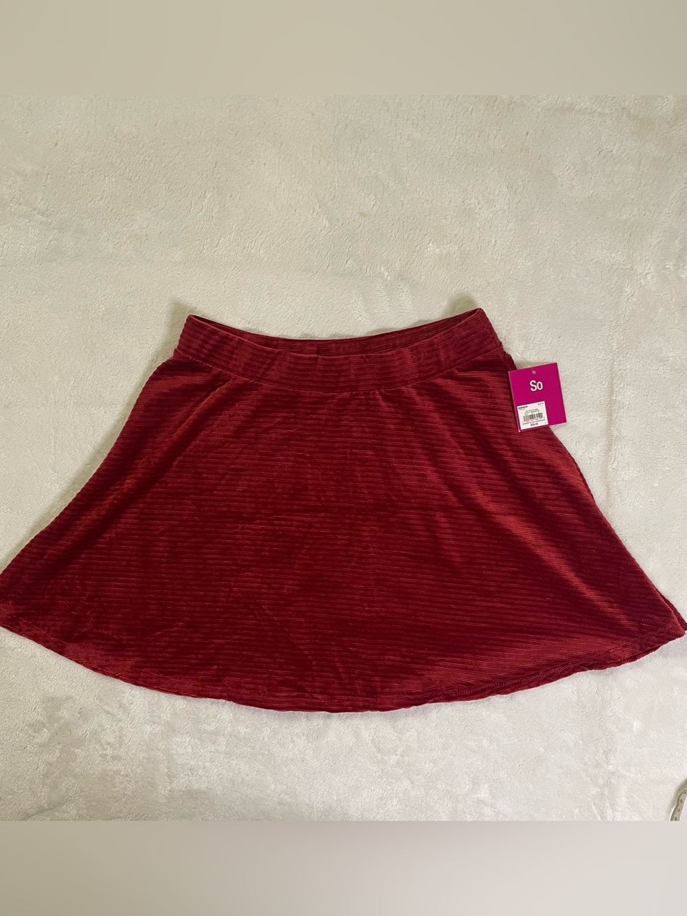 NWT SO brand Burgundy Corduroy Mini Full Skirt size M